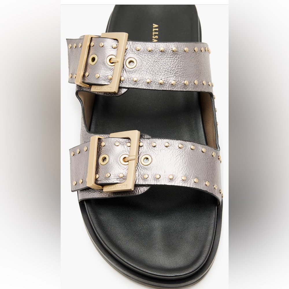 ALLSAINTS Magda Metallic Double Buckle Sandals NIB - Picture 8 of 9